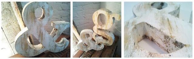 Letras ampersand acabado pátina blanca Letras ampersand acabado pátina blanca